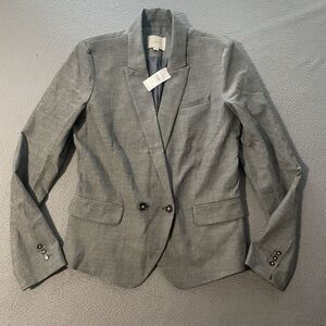 Loft‎ Ann Taylor Blazer 2 Button Gray Jacket Size 8T Casual Office Rayon Blend
